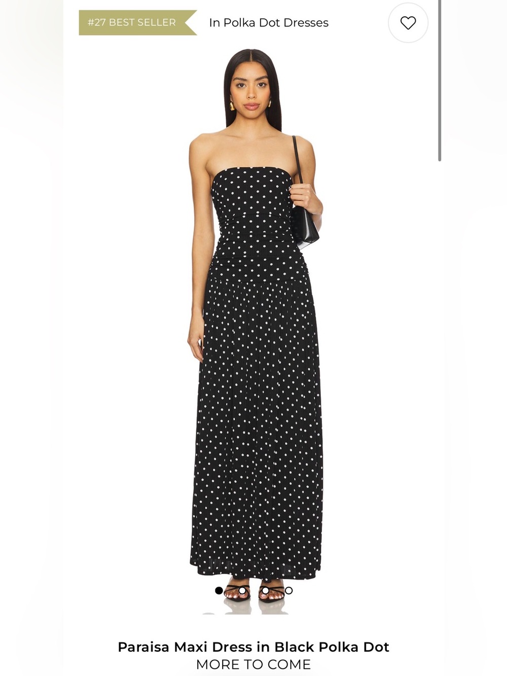 More To Come Paraisa Maxi Dress in Black Polka Dot sz Small